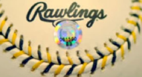 MLB authentication hologram applied to an official Rawlings baseball