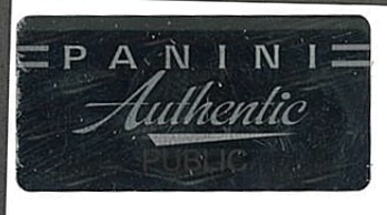 Black Panini Authentic hologram with the word PUBLIC printed under the wordmark
