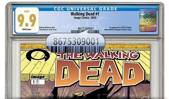 CGC graded comic slab label showing the certification number and QR code